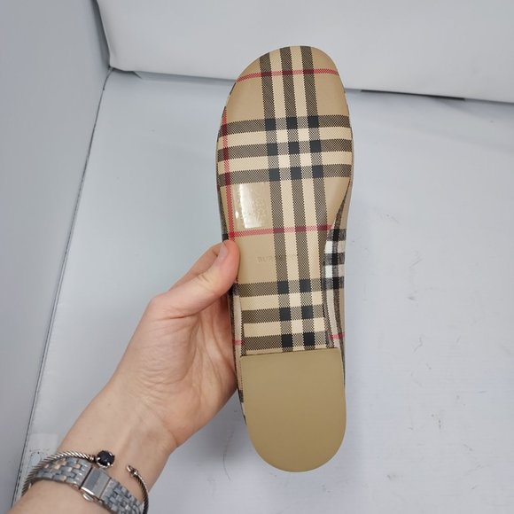 Burberry Joy Vintage Check Archive Beige Ballerina Flat Shoes - Picture 9 of 12